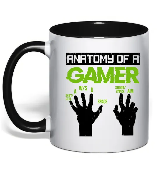 Чашка с цветной ручкой Anatomy of gamer Черный фото