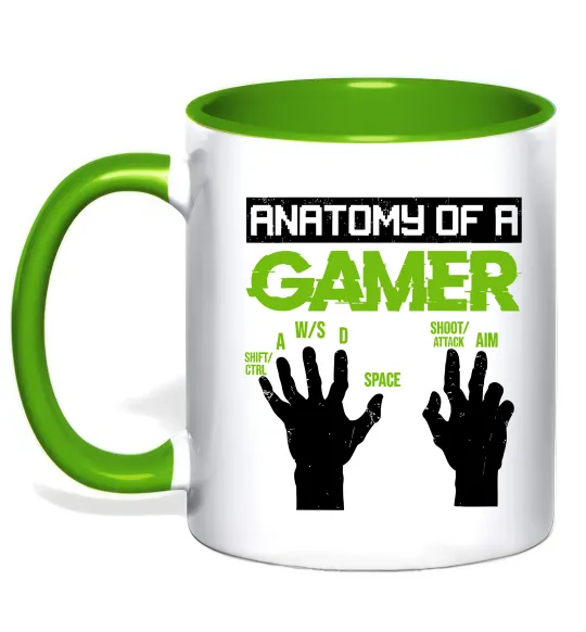 Чашка с цветной ручкой Anatomy of gamer Лаймовый фото