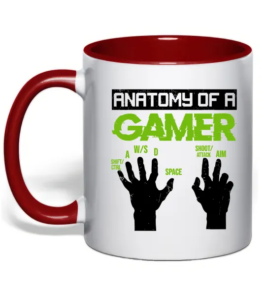 Чашка с цветной ручкой Anatomy of gamer Красный фото
