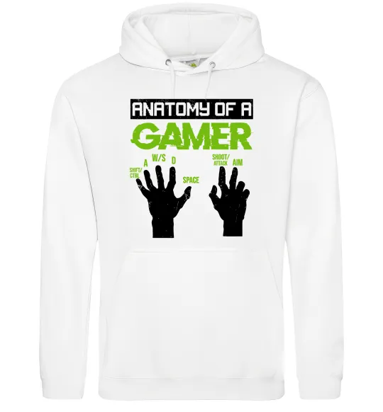 Мужская толстовка (худи) Anatomy of gamer Белый фото