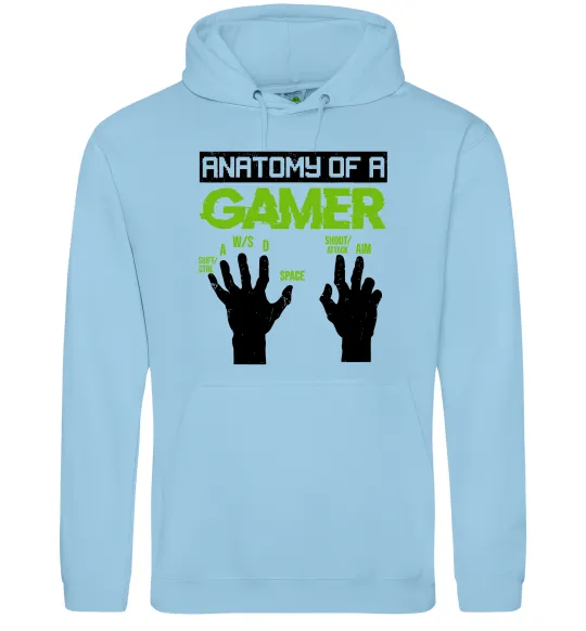 Женская толстовка (худи) Anatomy of gamer Голубой фото