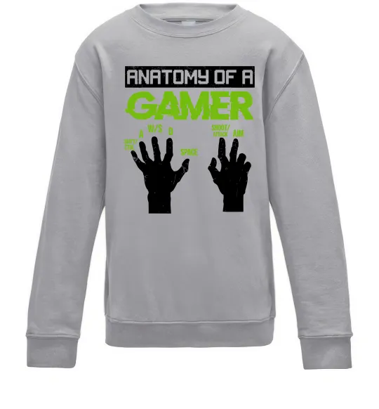 Детский Свитшот Anatomy of gamer Серый меланж фото