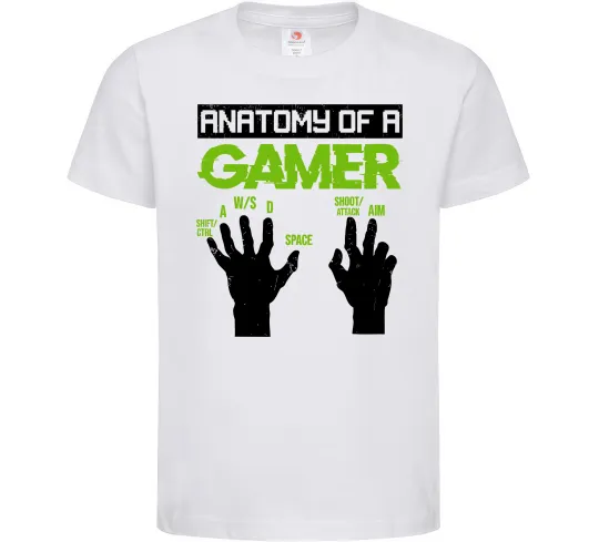 Детская футболка Anatomy of gamer Белый фото