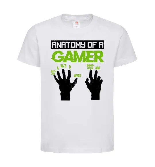 Дитяча футболка Anatomy of gamer Білий фото