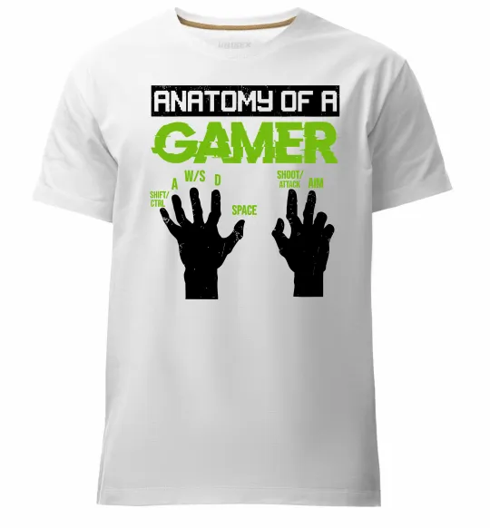 Мужская премиум футболка Anatomy of gamer Белый фото