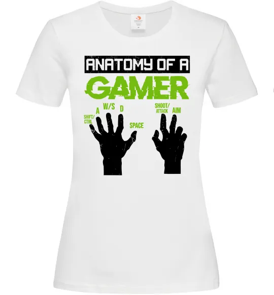 Женская футболка Anatomy of gamer Белый фото