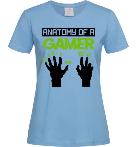 Женская футболка Anatomy of gamer Голубой фото