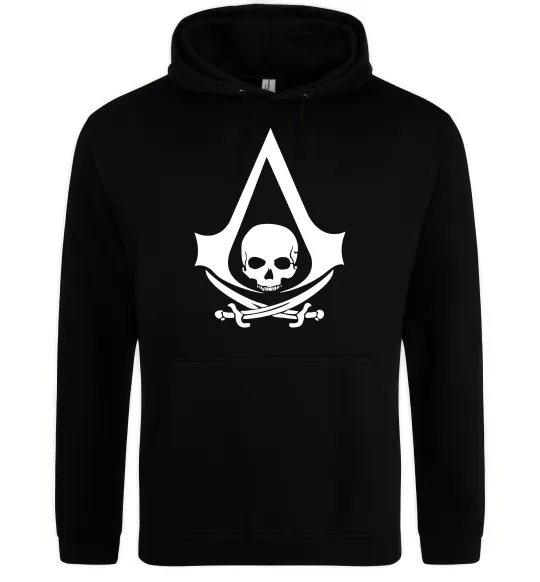 Чоловіча толстовка (худі) Assassins Creed Black flag Чорний фото