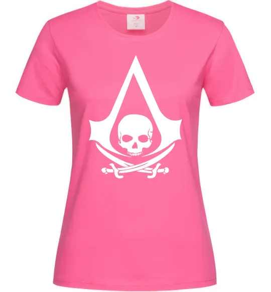 Женская футболка Assassins Creed Black flag Ярко-розовый фото