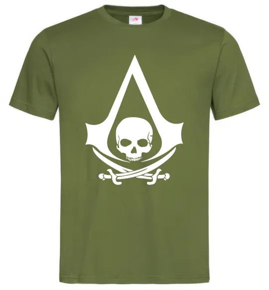 Мужская футболка Assassins Creed Black flag Оливковый фото