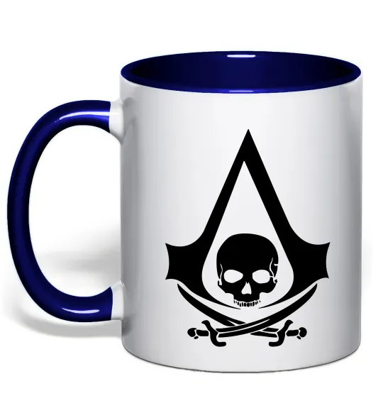 Чашка з кольоровою ручкою Assassins Creed Black flag Глибокий темно-синій фото