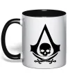 Чашка з кольоровою ручкою Assassins Creed Black flag Чорний фото