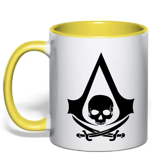 Чашка з кольоровою ручкою Assassins Creed Black flag Лимонний фото