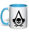 Чашка з кольоровою ручкою Assassins Creed Black flag Блакитний фото