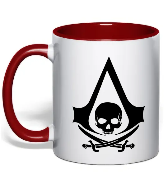 Чашка з кольоровою ручкою Assassins Creed Black flag Червоний фото