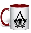 Чашка з кольоровою ручкою Assassins Creed Black flag Червоний фото