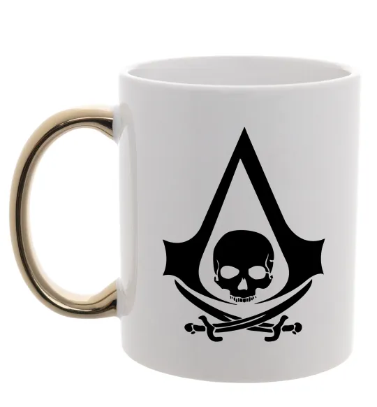 Чашка з кольоровою ручкою Assassins Creed Black flag Золото фото