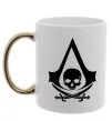 Чашка з кольоровою ручкою Assassins Creed Black flag Золото фото