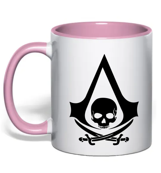 Чашка з кольоровою ручкою Assassins Creed Black flag Ніжно рожевий фото