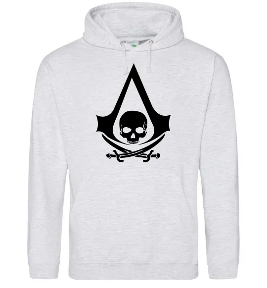 Женская толстовка (худи) Assassins Creed Black flag Серый меланж фото