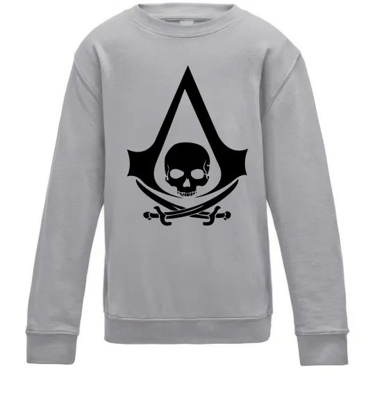 Детский Свитшот Assassins Creed Black flag Серый меланж фото