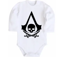 Детский боди Assassins Creed Black flag Белый фото