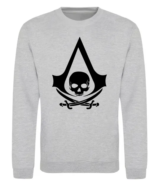 Свитшот Assassins Creed Black flag Серый меланж фото