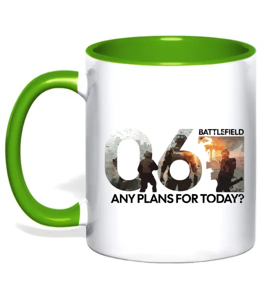 Чашка з кольоровою ручкою Battlefield 6 Лаймовий фото