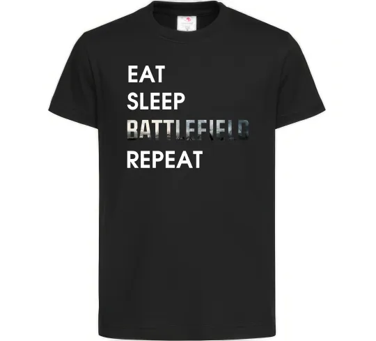Дитяча футболка Eat sleep battlefield Чорний фото