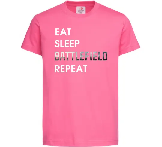 Дитяча футболка Eat sleep battlefield Яскраво-рожевий фото