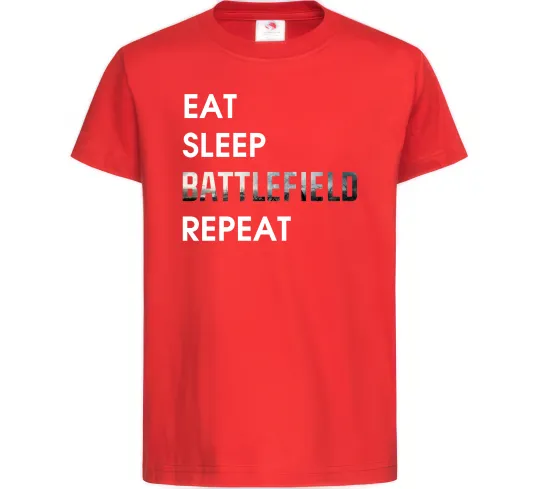 Дитяча футболка Eat sleep battlefield Червоний фото
