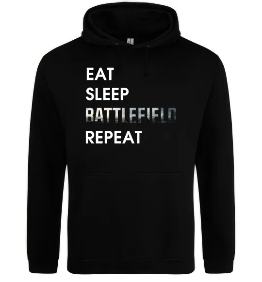 Чоловіча толстовка (худі) Eat sleep battlefield Чорний фото