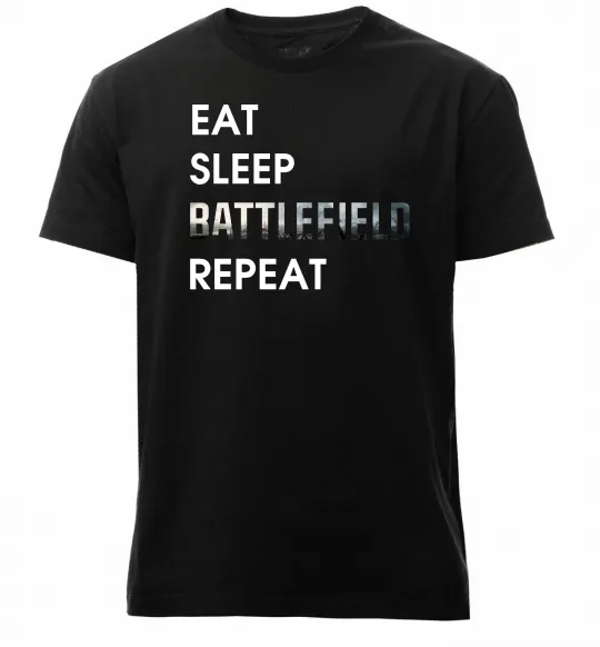 Мужская премиум футболка Eat sleep battlefield Черный фото