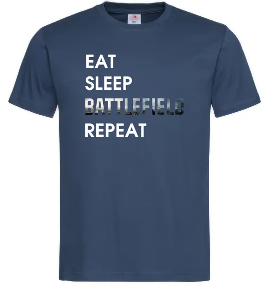 Мужская футболка Eat sleep battlefield Темно-синий фото
