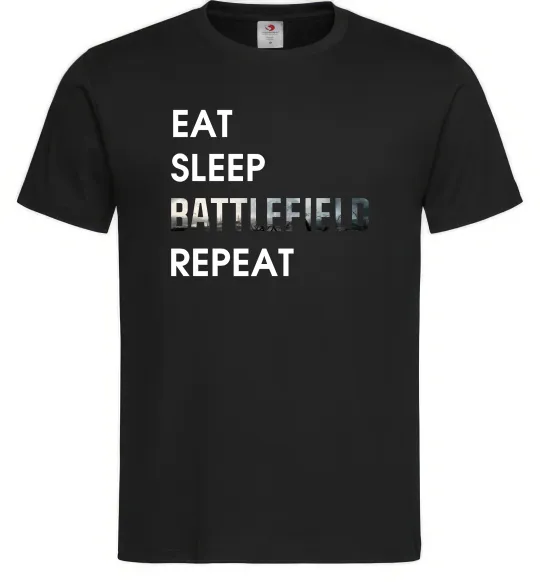 Мужская футболка Eat sleep battlefield Черный фото