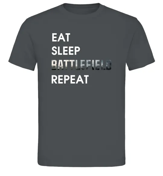 Мужская футболка Eat sleep battlefield Графит фото