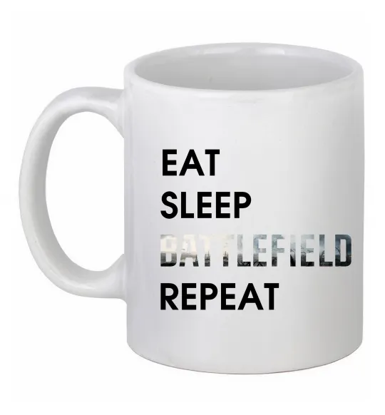 Чашка керамическая Eat sleep battlefield Белый фото