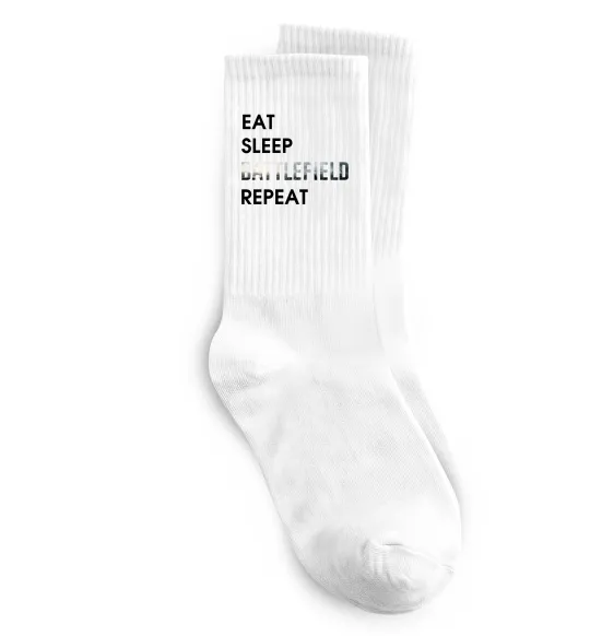 Шкарпетки Eat sleep battlefield Білий фото