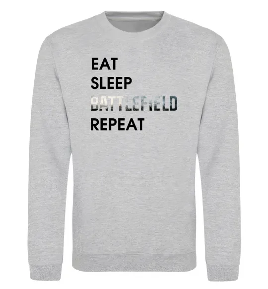 Свитшот Eat sleep battlefield Серый меланж фото
