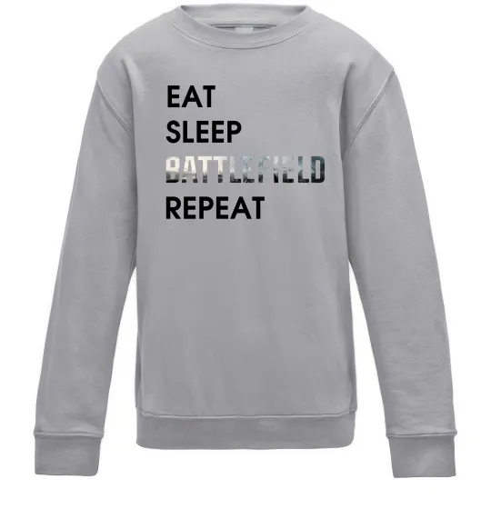 Детский Свитшот Eat sleep battlefield Серый меланж фото