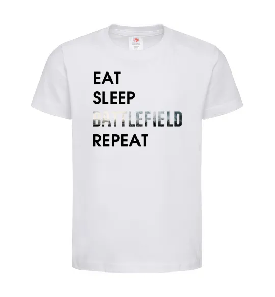 Детская футболка Eat sleep battlefield Белый фото
