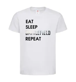 Дитяча футболка Eat sleep battlefield Білий фото