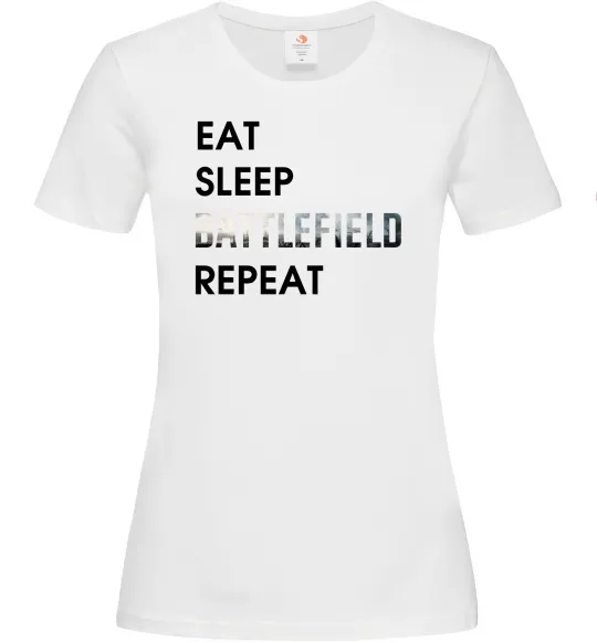 Женская футболка Eat sleep battlefield Белый фото