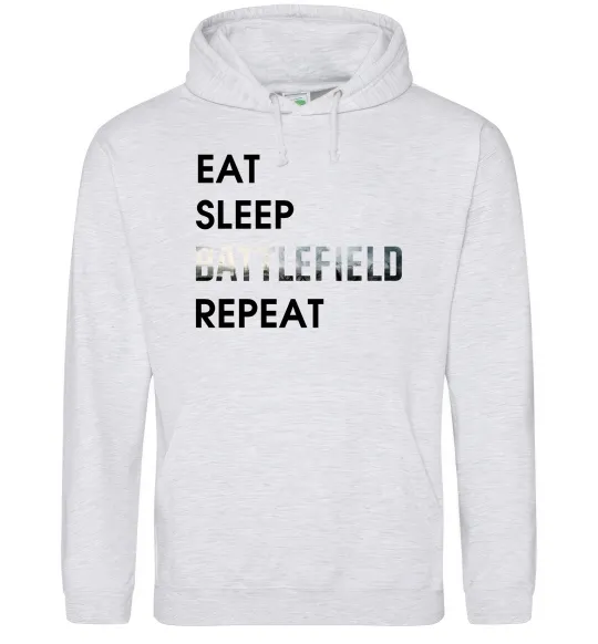 Жіноча толстовка (худі) Eat sleep battlefield Сірий меланж фото