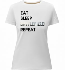 Жіноча преміум футболка Eat sleep battlefield Жіноча преміум футболка Eat sleep battlefield