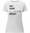 Женская премиум футболка Eat sleep battlefield Белый Женская премиум футболка Eat sleep battlefield Белый фото