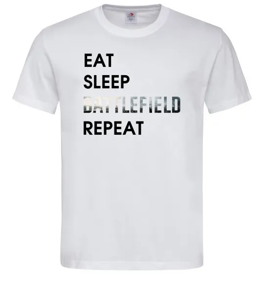 Мужская футболка Eat sleep battlefield Белый фото