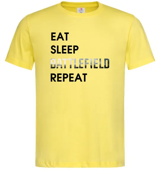 Мужская футболка Eat sleep battlefield Лимонный фото
