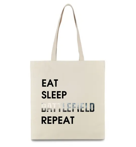 Еко-сумка Eat sleep battlefield Бежевий фото