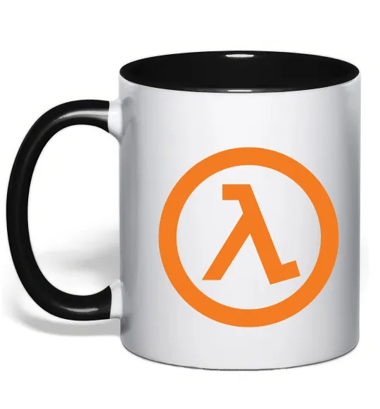 Чашка с цветной ручкой Half life logo Черный фото